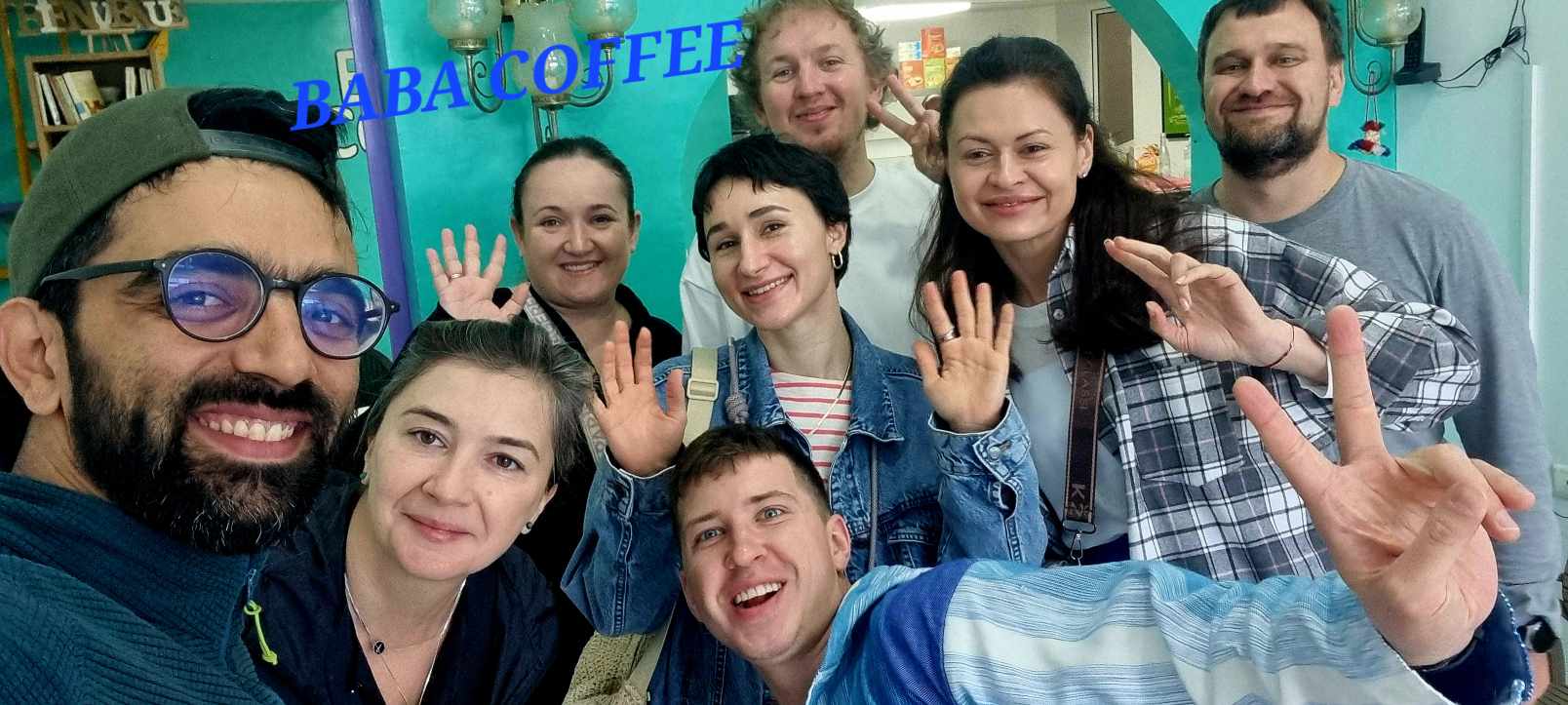 This is a wonderful photo of friends enjoying their time at Baba Café! 😊☕  Some comments about the moment: Great moments filled with joy! It looks like the Russian friends are enjoying a warm and friendly atmosphere at BABA COFFEE. Bright smiles and a cozy vibe! This picture reflects positive energy and a beautiful cultural exchange. Morning gatherings always have a special touch! Having breakfast in a peaceful place like this makes for a great start to the day. An unforgettable trip! This group of Russian tourists might be exploring Chefchaouen and savoring delicious Moroccan coffee BABA.  😊✨